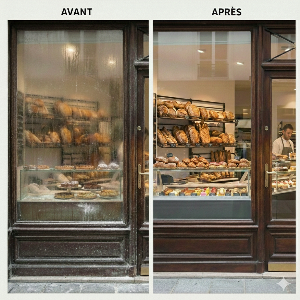 Vitre boulangerie nettoyage laval